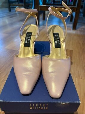 Vintage Stuart Weitzman Blush Pink Pointed-Toe Ankle-Strap Heels